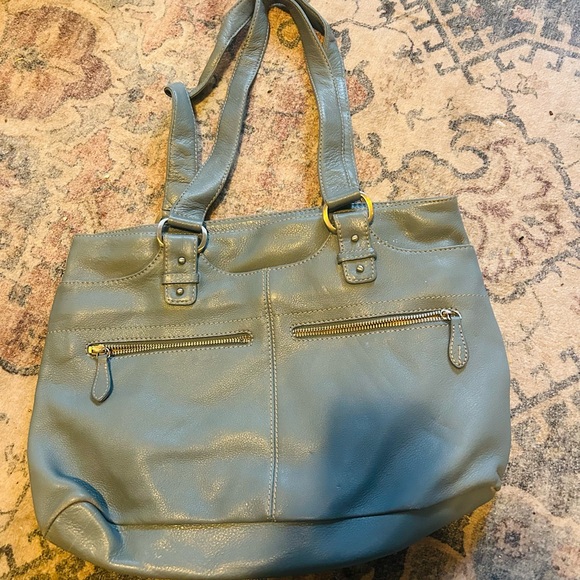 Jones New York Handbags - Blue Leather Tote Bag ( Jones New York )